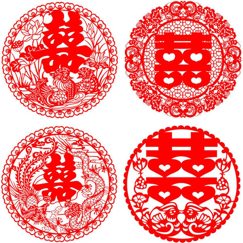 Wedding celebration supplies electrostatic double happiness door stickers wedding layout wedding room decoration Xizi glass window grille paper-cut stickers