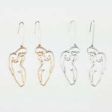 速卖通爆款耳饰 缕空人形轮廓长款耳环 韩国简约风个性网红耳坠