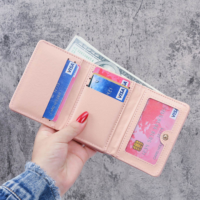 women's wallet women's short Japanese and Korean style simple heart-shaped mini new student small wallet wallet_voghion.com