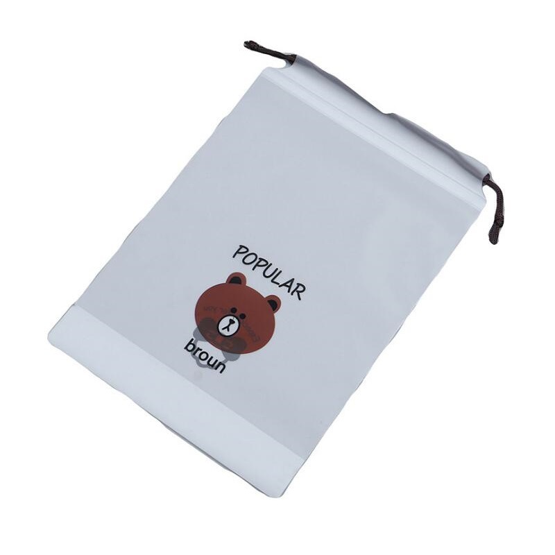 Bolsa de almacenamiento con cordón de oso PE con cordón impermeable bolsa de viaje translúcido simple bolsa de polvo en stock al por mayor
