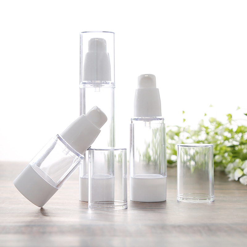 新款透明AS真空瓶乳液按压分装瓶便携式旅行套装防晒乳面霜包装瓶
