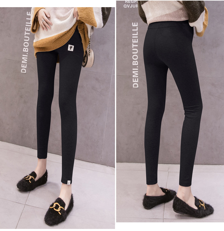 Ropa de maternidad en stock con forro polar para mayor calidez, pantalones de maternidad estilo coreano, nuevos pantalones largos de otoño e invierno, leggings, pantalones ajustables de soporte abdominal a la moda. image 10