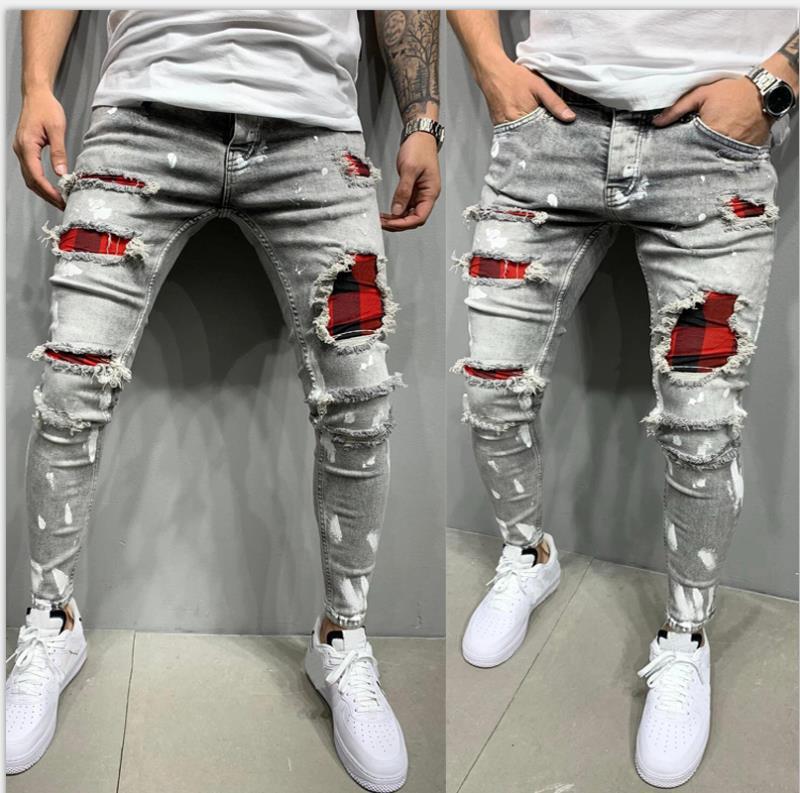 2024 High quality men's with paint peeling holes, fashionable and trendy new jeans for men_voghion.com