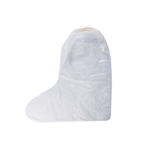 Manufacturer's supply disposable thickened dustproof and waterproof plastic PE shoe covers medium and high long tube protective boot covers wholesale