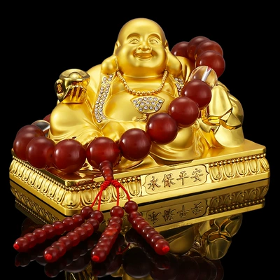 Buddha Statue, Car-Mounted Ingot, Car ornaments - full-metal-maitreya-red-agate
