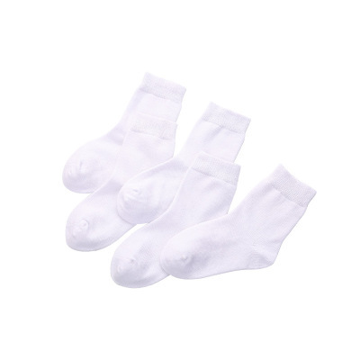 White children's antibacterial knee socks for students