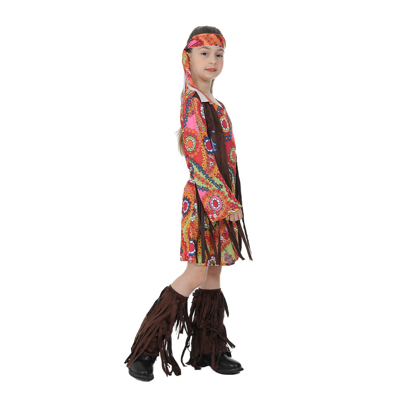 Nuevo juego de Halloween traje amante la paz estilo hippie niña niños etapa fotografía ropa fiesta