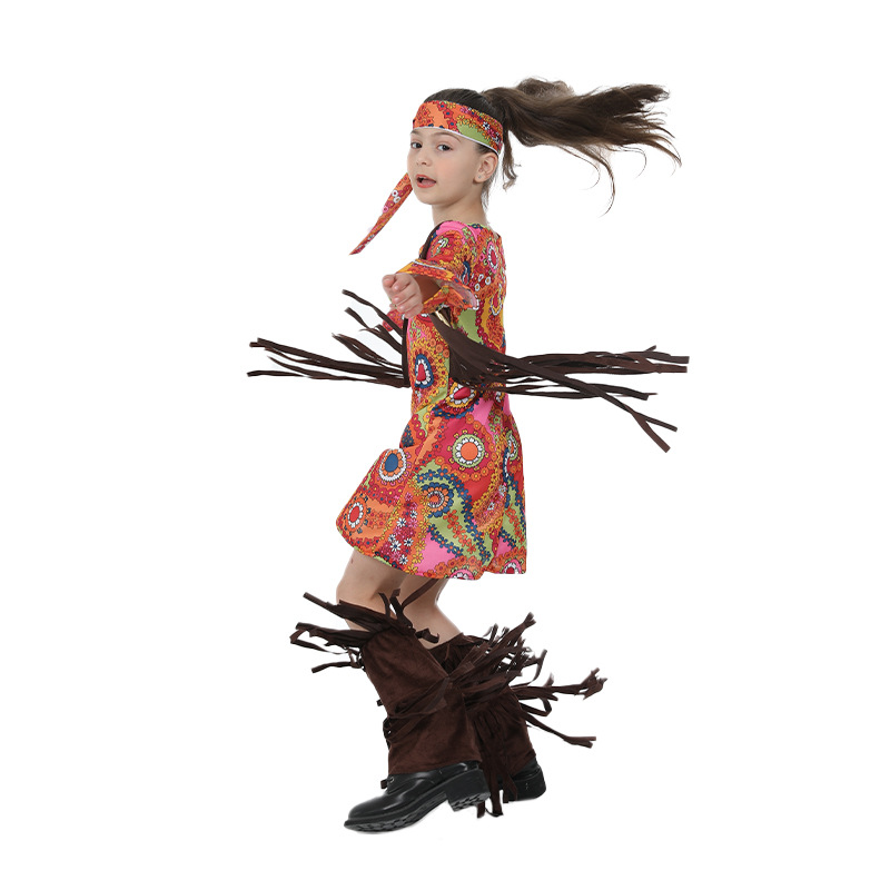 Nuevo juego de Halloween traje amante la paz estilo hippie niña niños etapa fotografía ropa fiesta