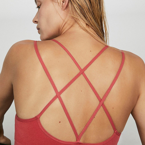 Quick-dry Women's Shockproof Red Sexy Back Support Sports Bra for Running Yoga Fitness