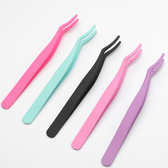 Factory-wholesale stainless steel tweezers: Eyebrow-reshaping aid, false eyelash removal tool, angled, multi-functional makeup accessory