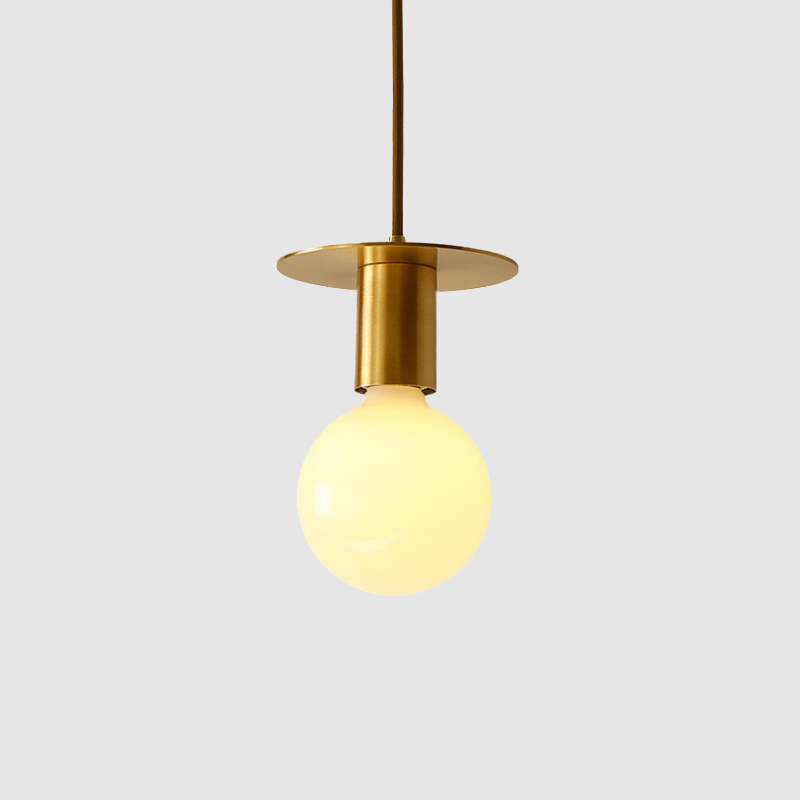 Brass Small Chandelier Simple Nordic Glass Modern Bar Dining Room Lamp Bedside Lamp Single Head Chandelier