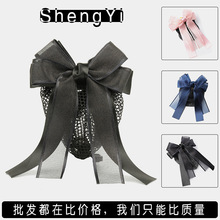 韩国职业头花网兜空姐美容师蝴蝶结发饰酒店银行护士发夹饰品带网