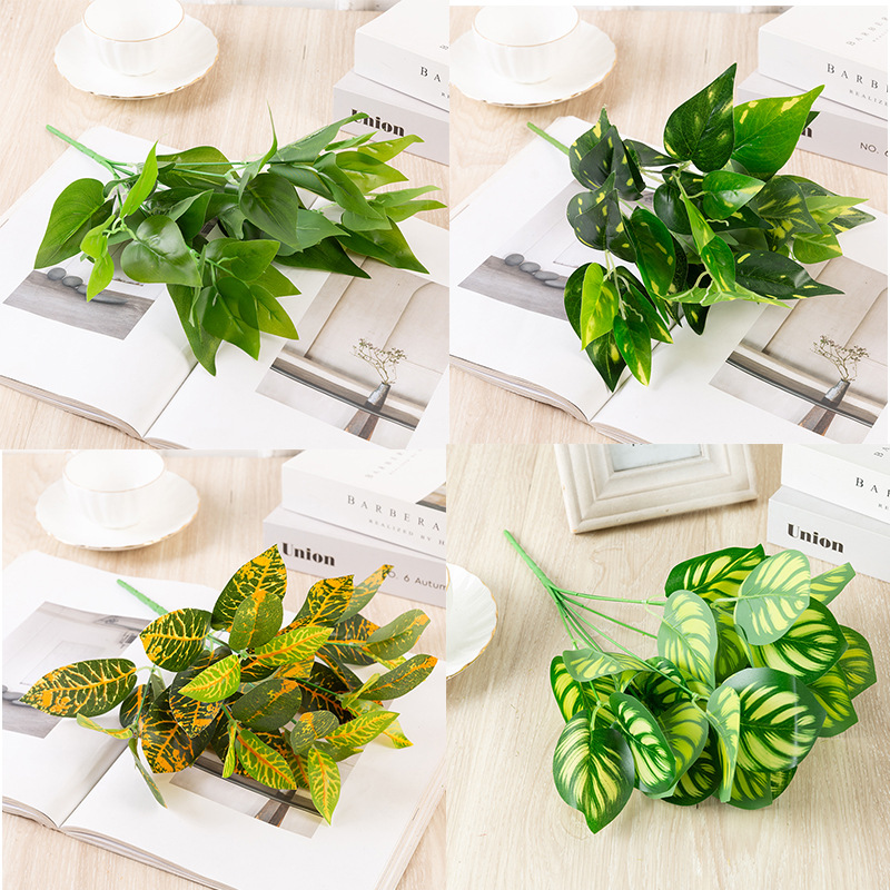 Dove simulation green plant rubber evergreen color-changing Wood engineering gardening fake flower plant wall flower arrangement with grass
