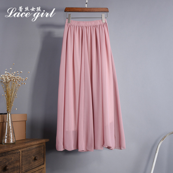 Solid color shiffon autumn long skirt