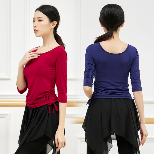 Body changing clothing for women Latin square dance modal black long-sleeved dance clothes
