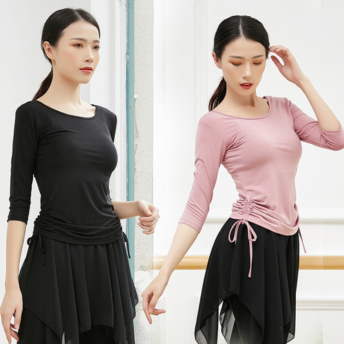 Body changing clothing for women Latin square dance modal black long-sleeved dance clothes