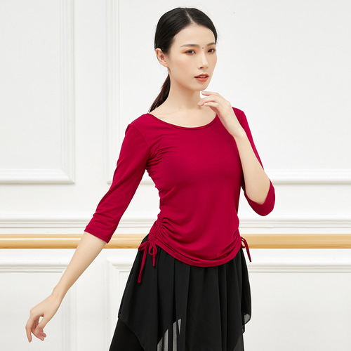 Body changing clothing for women Latin square dance modal black long-sleeved dance clothes