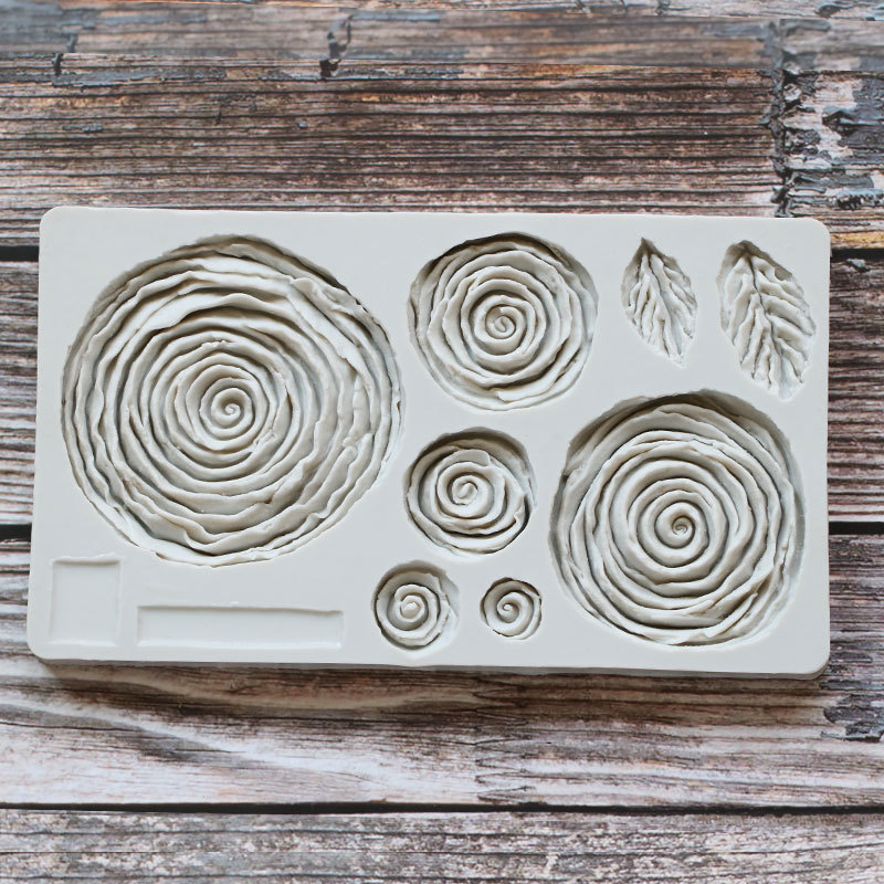 Tamaño 8-piece Rose hojas flor encaje decoración silicona fondant molde DIY hornear cake Edge decoración molde