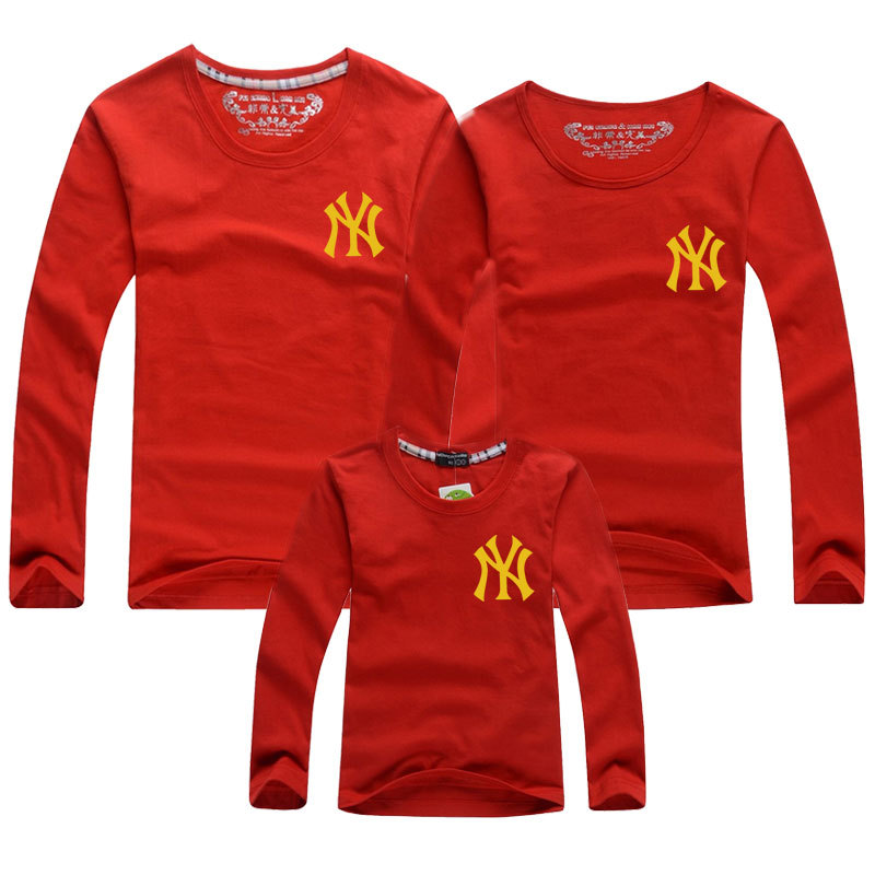 Rojo Santa Claus camisa de manga larga tocando fondo nuevo padre-niño ropa de los niños mono cuello redondo de los hombres y las mujeres de manga larga Camiseta