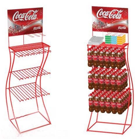 加工制作商超货架可可乐雪碧展示架瓶装饮料罐装饮品展示置物架