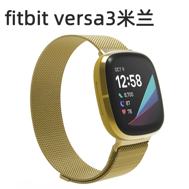 Для fitbit versa3sense Watch Магнитная петля Браслет из нержавеющей стали Металлический Миланский ремешок