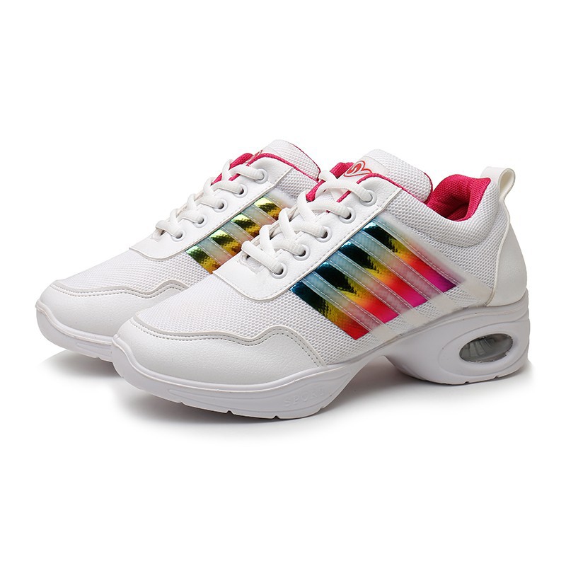 Otoño nuevos zapatos de baile blancos zapatos de baile fantasma Mediados de talón de malla inferior suave zapatos de baile cuadrado deportes zapatos de baile moderno