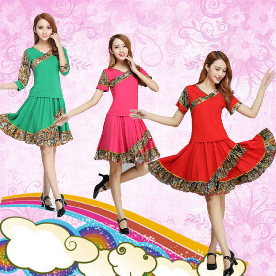 2019 Spring and Summer Square Dance Costume New Suit Ethnic Style Middle-aged and Elderly Performance Costume Factory Outlet