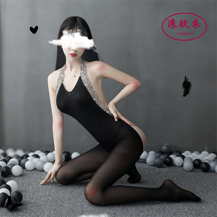 Сексуальное нижнее белье с знойным леопардовым принтом на шее- halter, страстные чулки, свобода набора для постели, провокационная одежда