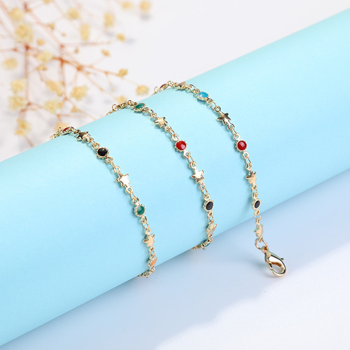Japanese and Korean new pearl chain glasses accessories fashionable colorful crystal pendant glasses anti-fall lanyard necklace