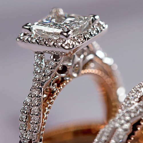 Cross-border best-selling three-piece ring set, rose gold color-coded sparkling zircon ring, luxury engagement ring for European and American ladies