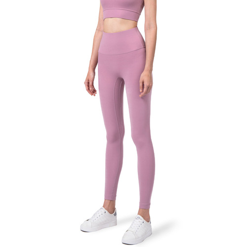 Cross-border new high-waisted peach-butt sports leggings, fitness pants without embarrassing lines, nude-feeling anti-rolling yoga pants