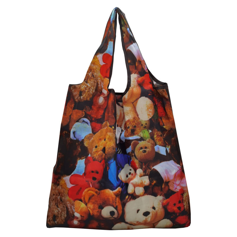 Bolso de compras de supermercado mediano de dibujos animados bolso verde bolso de moda bolso de compras plegable Portátil Bolsa de nylon impermeable image 7