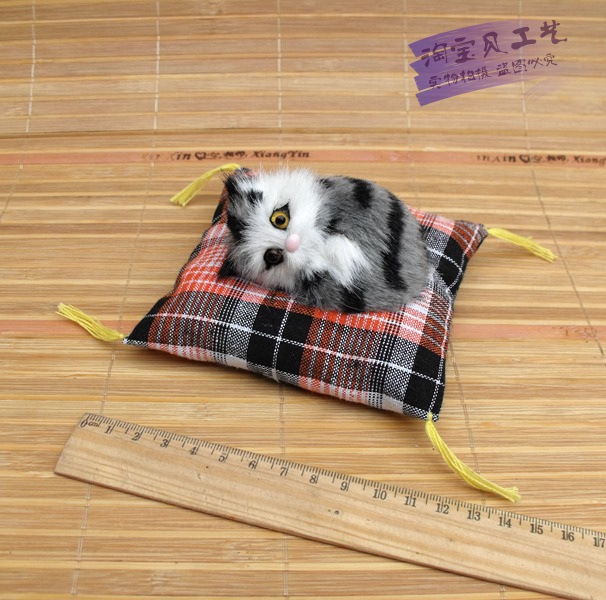 열린 눈 작은 천 매트 고양이