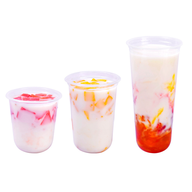 Celebridad de Internet taza de grasa desechable 90 boca en forma de U taza de té de leche 95 taza de bebida taza de onda de plástico bebida fría taza sucia