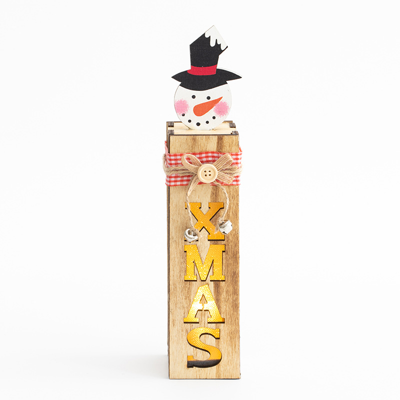 Papá Noel de madera muñeco de nieve alce con decoración de luces de noche regalos de Navidad iluminarán decoración luminosa