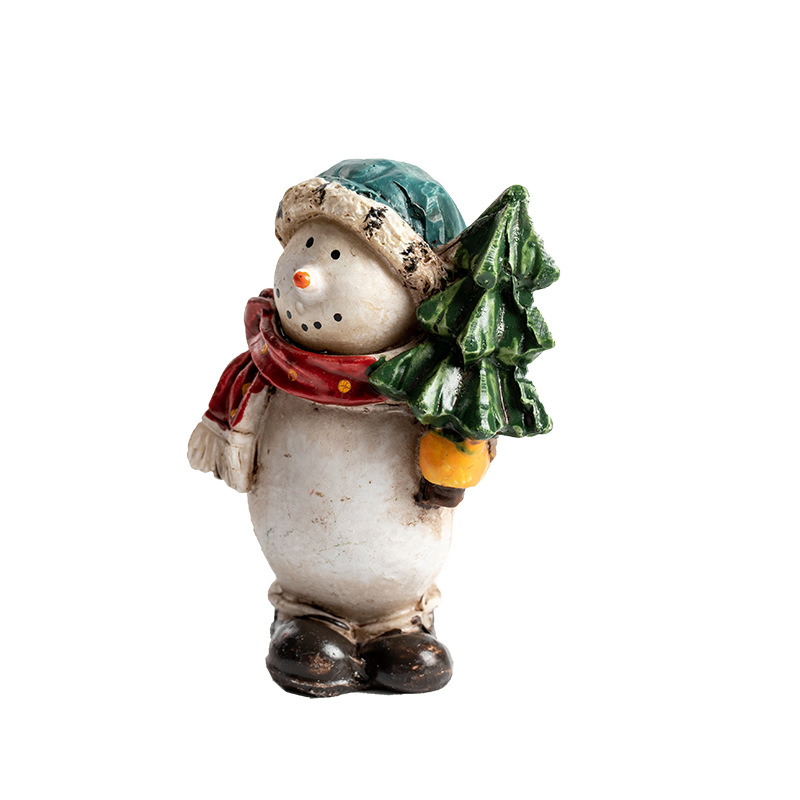 Resina vieja muñeco de nieve decoración de escritorio decoración colorida pintada a mano hace viejos retro americanos mostrador decoración