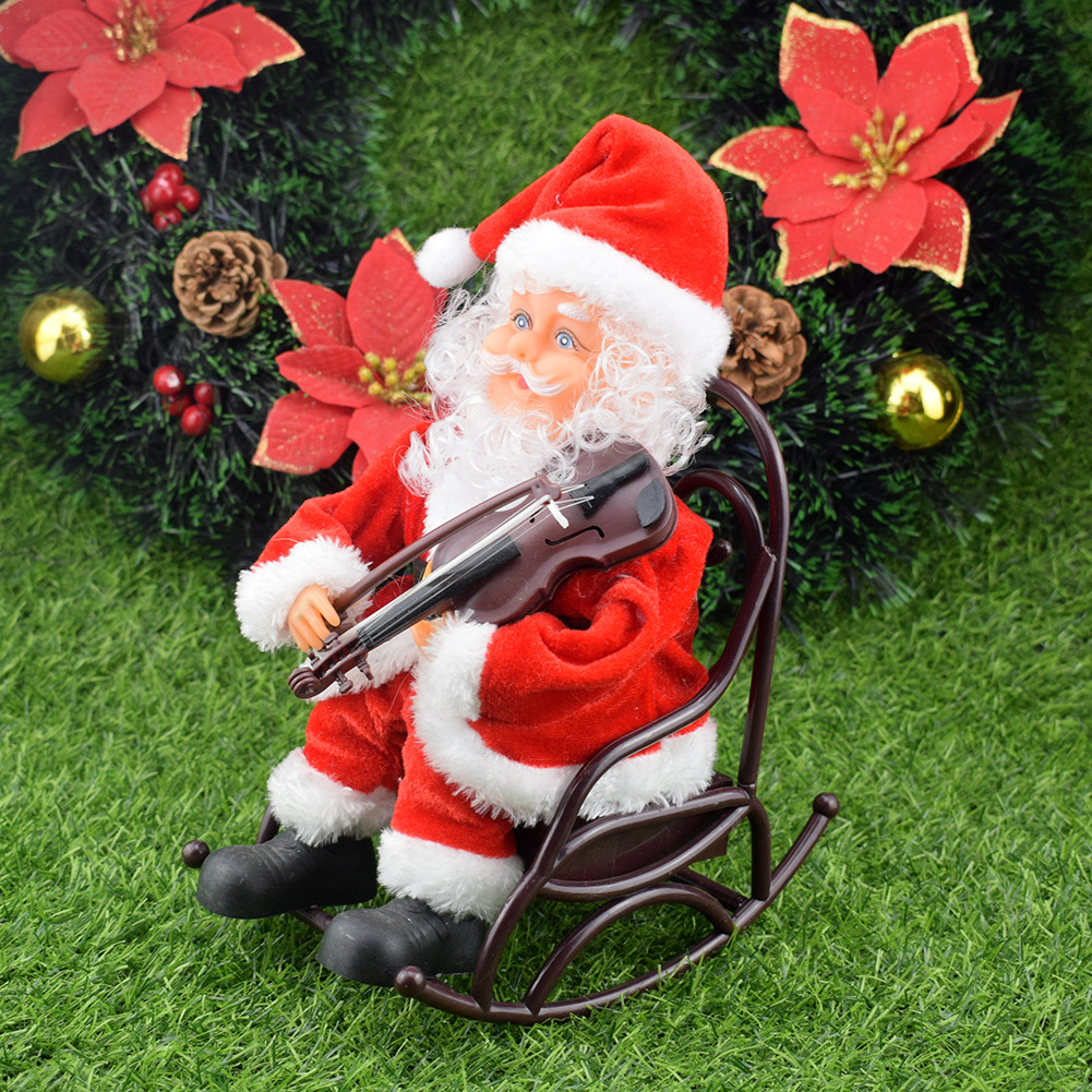 novel Electric music Rocking chair violin Santa Claus Electric Toys Christmas gift decorate