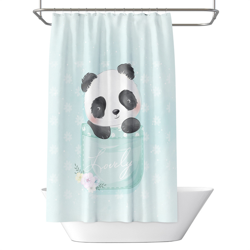 Best-Selling Cute Panda Cat Cartoon Animal Digital Print Waterproof And Shower Curtain Manufacturer Direct_voghion.com