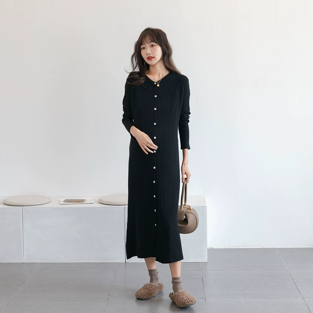 Демисезонный модный кардиган для беременных, шерстяное платье, корейский/западный стиль