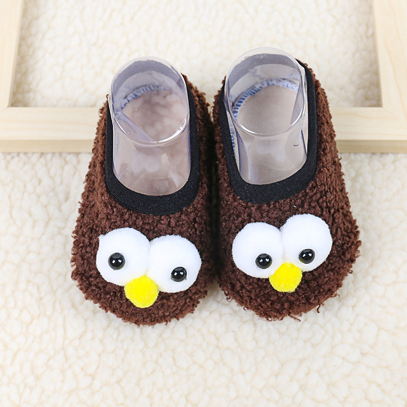 Calcetines de piso lindos de dibujos animados calcetines de invierno para niños forrados de lana para niños calcetines de bebé para hombres y mujeres de fondo suave para bebés de educación temprana para interiores