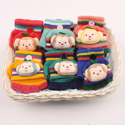 Baby finger warm winter and autumn foldable gloves for children aged 0-3, suitable for boys and girls, cute kids' winter gloves