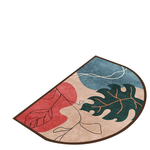 Semi-circular toilet floor mat, bathroom water-absorbent anti-slip blanket, home entry door retro foot mat