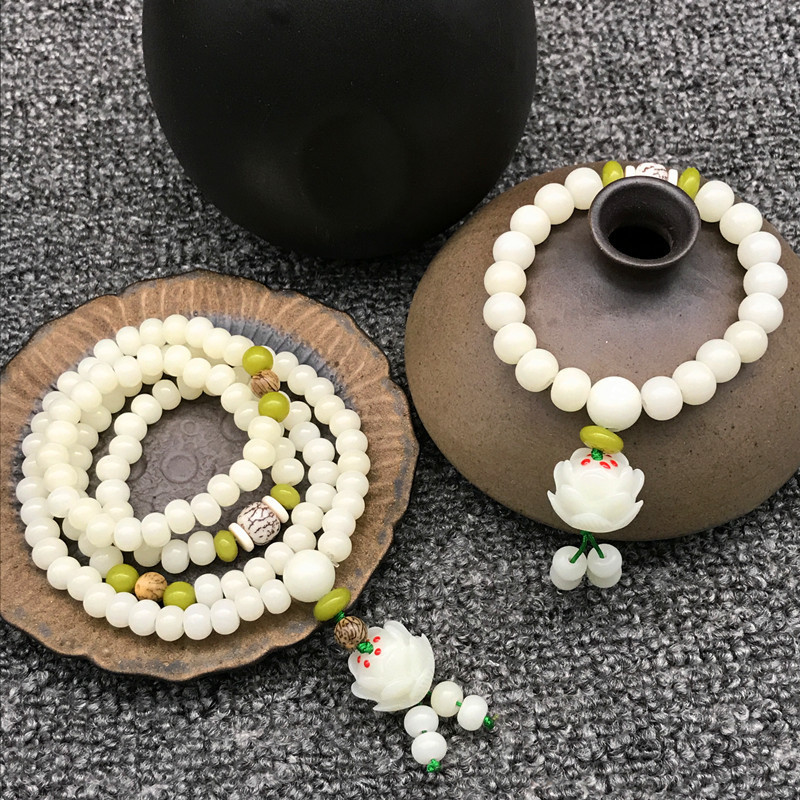 Bodhi root bracelet wholesale White Jade Bodhi Lotus 108 beads beads Bodhi bracelet scenic jewelry Bodhi root bracelet wholesale White Jade Bodhi Lotus 108 beads beads Bodhi bracelet scenic jewelry