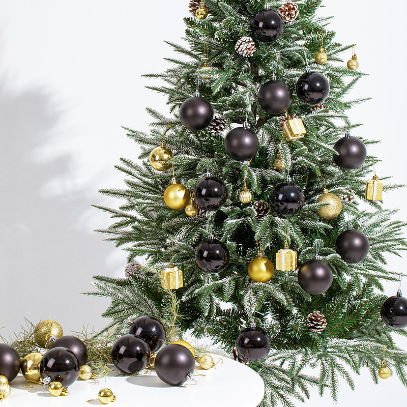 Bola de Navidad negra de 8cm bola de decoración de Navidad galvanizada bola de color bola negra muta gran props de disparo atmósfera navideña