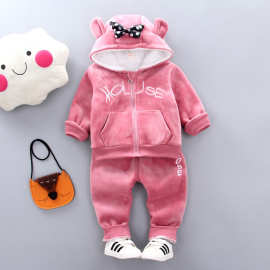 童装宝宝套装加绒冬季衣服0-4岁婴幼儿棉服男童卫衣厂家一件代发