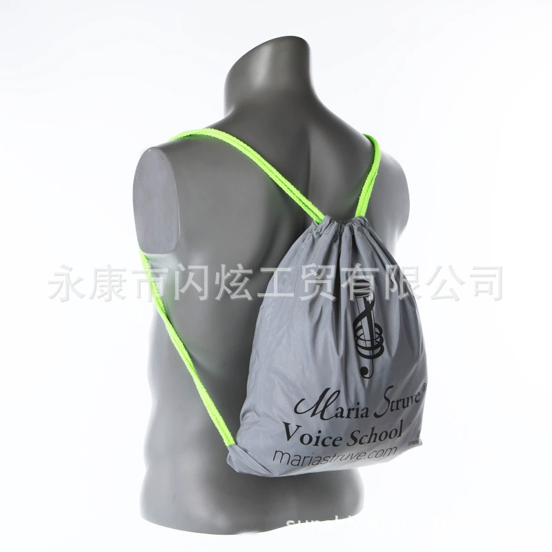 BSCI Заводская CE стандартная возобновляемая и разлагаемая ярко-серая Светоотражающая сумка для покупок Светоотражающая сумка на шнурке