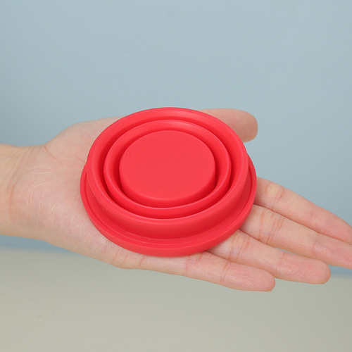 纯色迷你硅胶折叠水杯 户外运动可伸缩水壶 便携式食品级防摔杯子