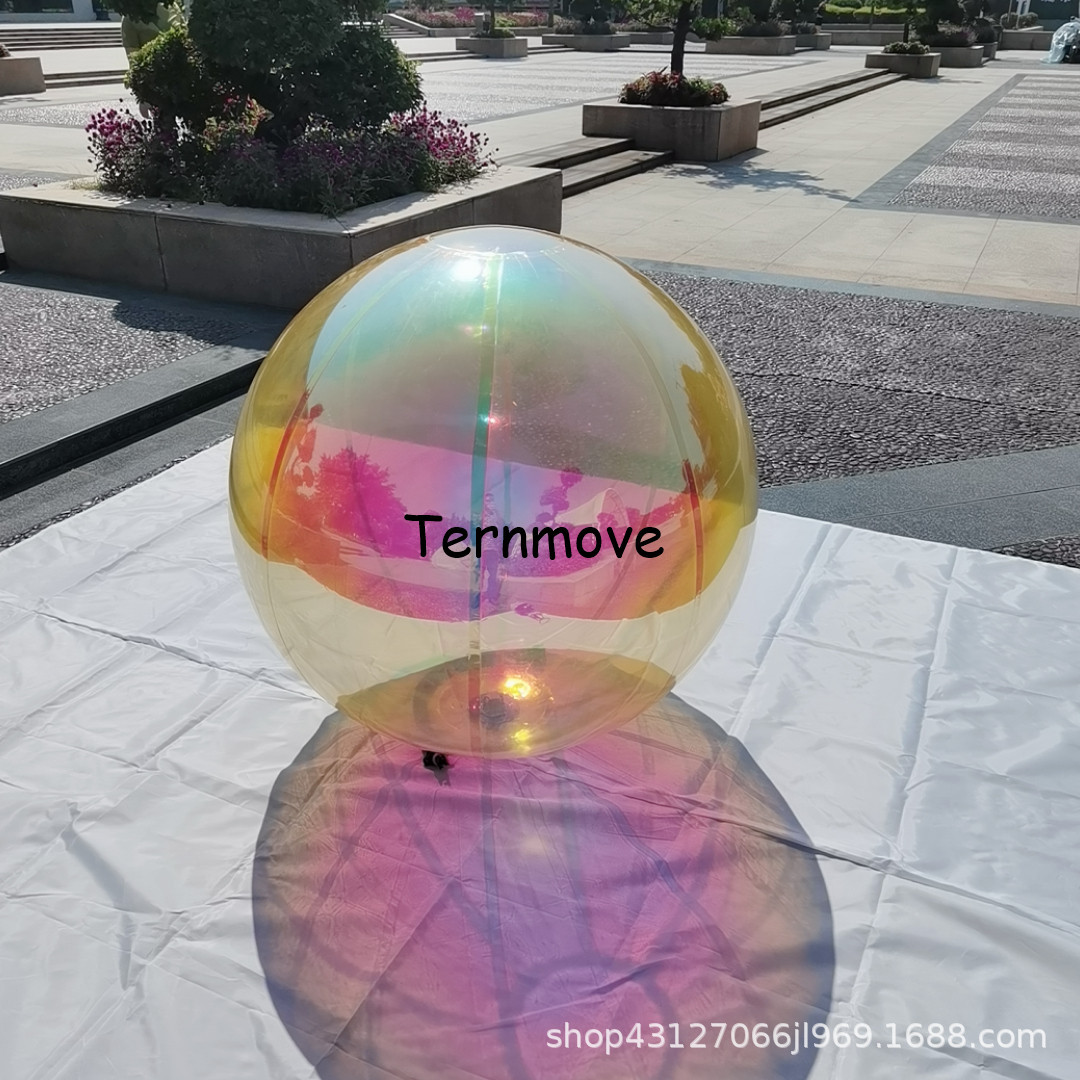 炫彩镭射幻彩充气镜面球充气舞台装饰反射pvc反光彩虹美陈落地球