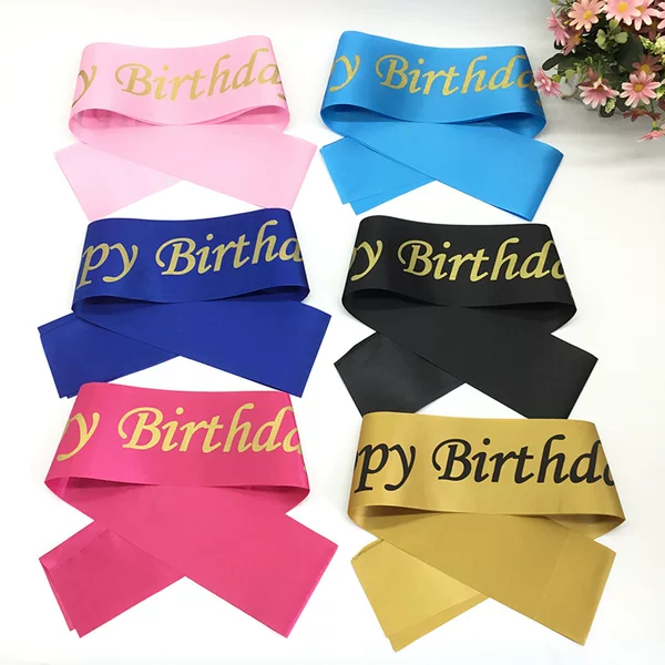 Factory Direct supply birthday party dance happy birthday happy birthday shoulder strap hot sale gold word etiquette belt