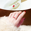 Sophisticated accessory, zirconium, ring with stone, Korean style, micro incrustation, on index finger